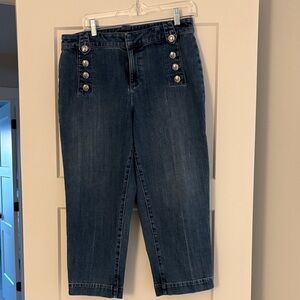 Talbots Dark Blue Ankle Jeans with Button Details